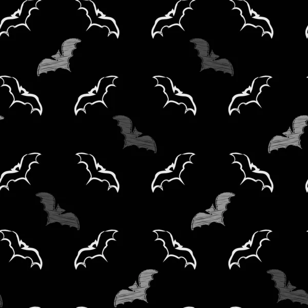 Halloween Vector Fondo Sin Costuras Patrón Repetitivo Con Murciélagos Voladores — Vector de stock