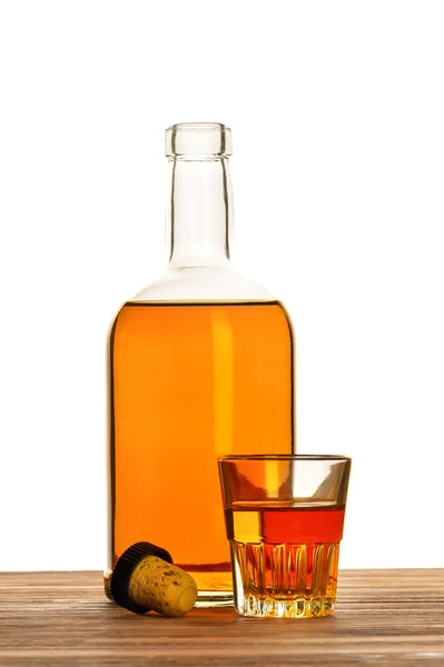 Szkło Butelka Alkoholu Korkiem Białym Tle — Zdjęcie stockowe
