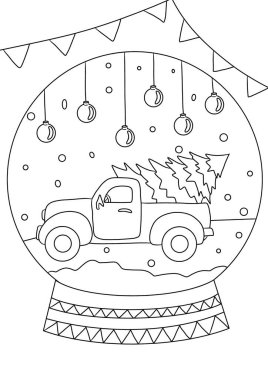 Kış ve sonbahar. Noel zamanı. Renk sayfası 