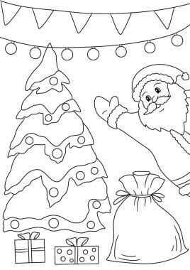 Kış ve sonbahar. Noel zamanı. Renk sayfası 