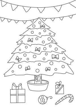 Kış ve sonbahar. Noel zamanı. Renk sayfası 