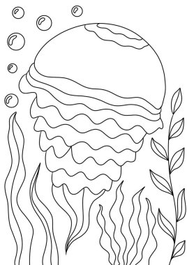 Su altı dünyası ve denizanaları ile arka plan 