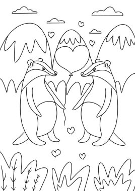 Sevgililer Günü ile renklendirme sayfası