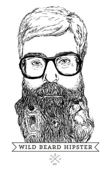 Barba salvaje hipster — Archivo Imágenes Vectoriales