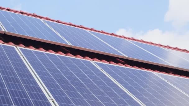 Солнечные Панели Крыше Завода Концепция Альтернативной Энергетики — стоковое видео