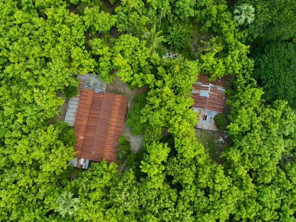 Légi Kilátás Táj Falu Vidéki Zöld Thaiföld Természetét Lakóhelyét Tekintve — Stock Fotó