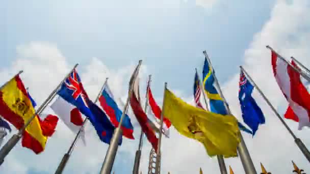 Flags blowing in the wind timelapse, fullHD. — Stock Video