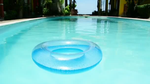 Swimming pool and Inner tube, full HD. — Stock Video