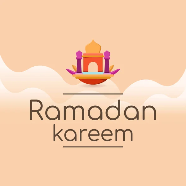 Ramadan Kareem Moslim Karakter Moskee Cartoon Stijl Premium Vector — Stockvector