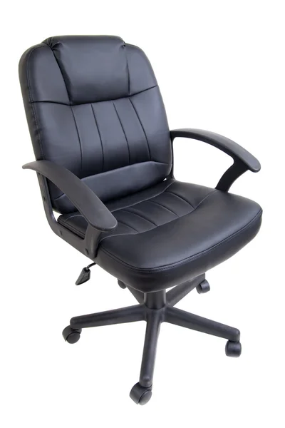 Black leather office chair isolated on white — Stock Photo, Image