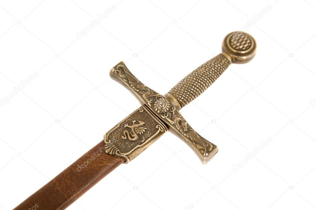 close up of sword with case, isolated