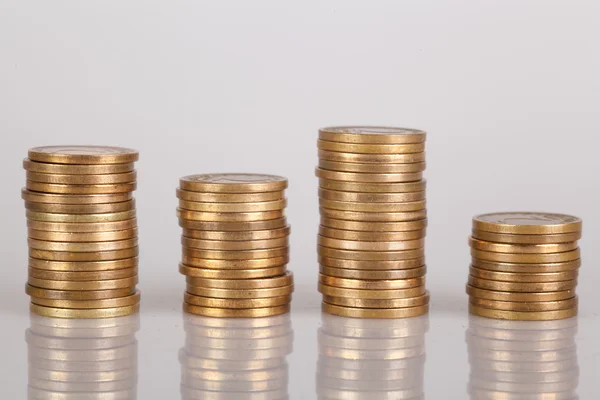 Gold coin diagram with reflection — Stock Photo, Image