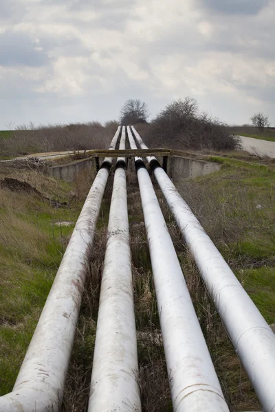 Industrial pipeline installation with gas and oil — Stock Photo, Image