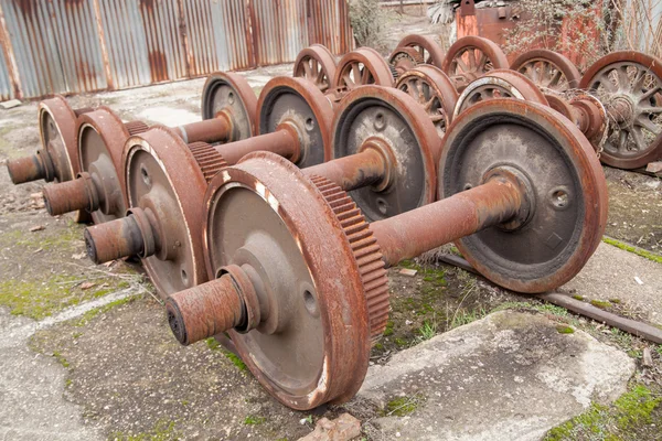 Old rusty wheels of train — Stock Photo, Image