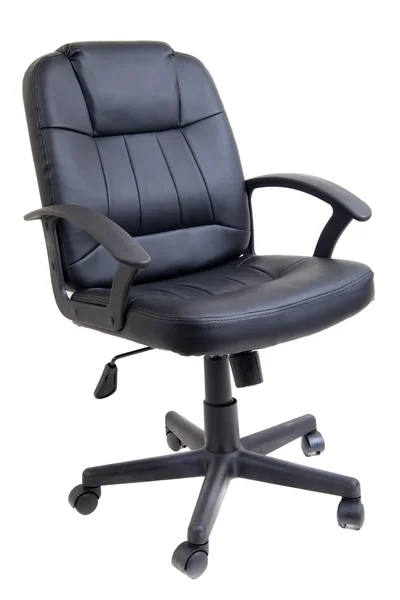Černá kožená kancelářská židle izolované na bílém Royalty Free Stock Fotografie