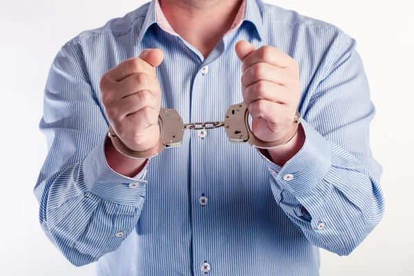 Close up of a man in handcuffs arrested — Stock Photo, Image