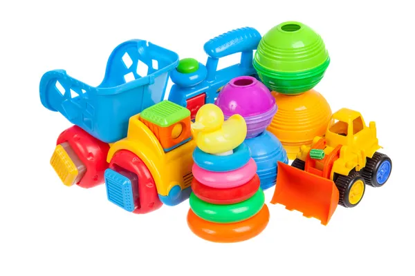 Baby toys collection isolated on white — Stock Photo, Image