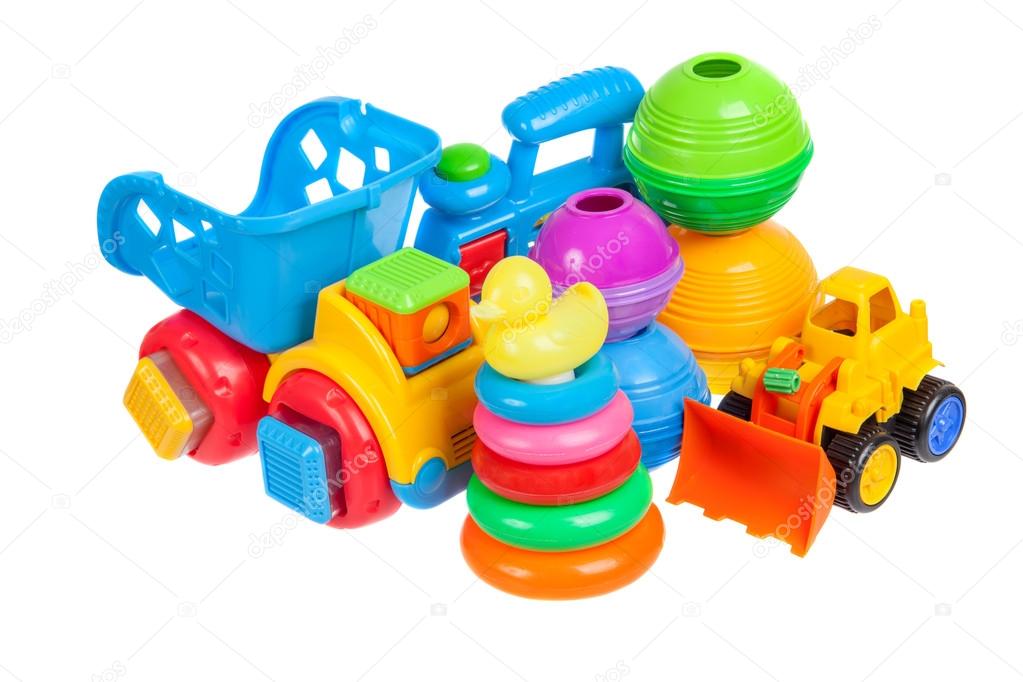 baby toys collection isolated on white