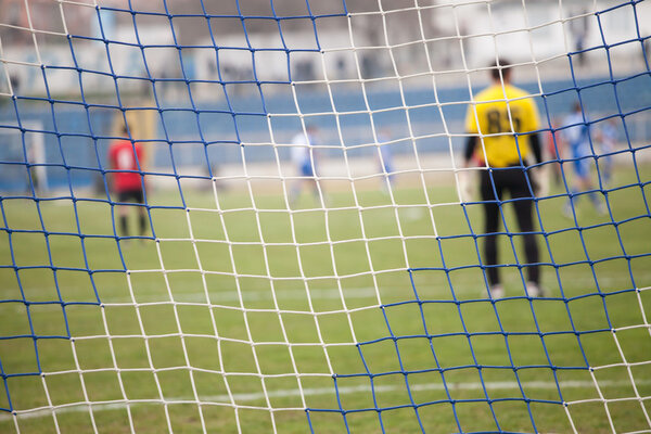 Net, soccer goal during a football mach 