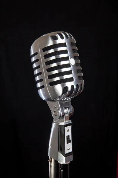 Vintage microphone over black background — Stock Photo, Image