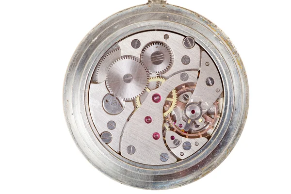 Close up of clockwork of watch, isolated — Stock Photo, Image