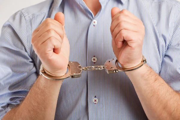 Close up of a man in handcuffs arrested — Stock Photo, Image