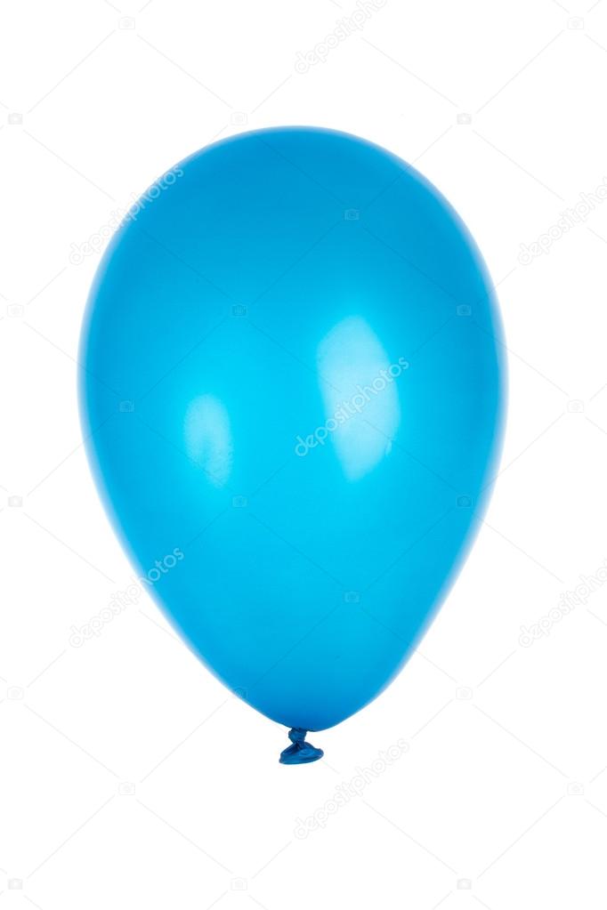 Single blue balloon isolated on white