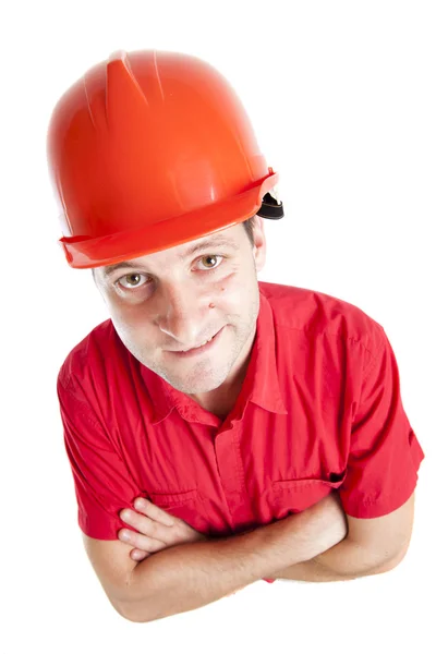 Smiling worker isolated on white background — Stock Photo, Image