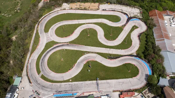 Vista Aérea Pista Corrida Kart Campo Kart Speedway — Fotografia de Stock