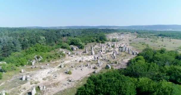 Luftbild Des Steinwaldes Bei Varna Bulgarien Pobiti Kamani Felsphänomen — Stockvideo