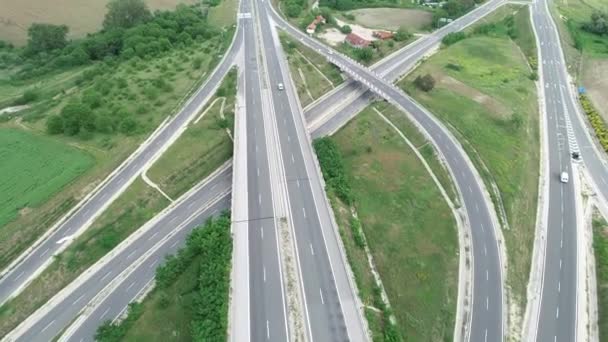 Vista Aérea Auto Estrada Viaduto Junção Rodoviária Transportes Desenvolvimento Infra — Vídeo de Stock