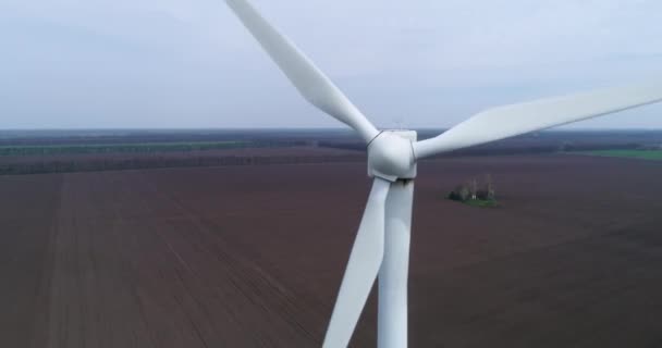Close Zicht Van Een Windturbine Windmolen Voor Elektriciteitsproductie Groene Energie — Stockvideo