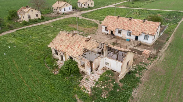 Vista Aérea Del Pueblo Fantasma Abandonado Antiguas Casas Abandonadas — Foto de Stock