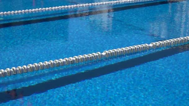 Langzame Beweging Van Het Zwembad Met Gemarkeerde Banen — Stockvideo