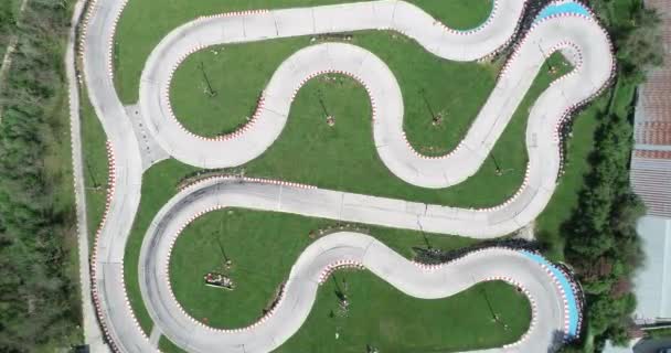 Aerial View Kart Race Track Speedway Kart Field — Stock Video