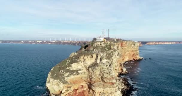Luchtfoto Van Kaliakra Cape Bulgarije Zwarte Zee Kaliakra Een Natuurgebied — Stockvideo
