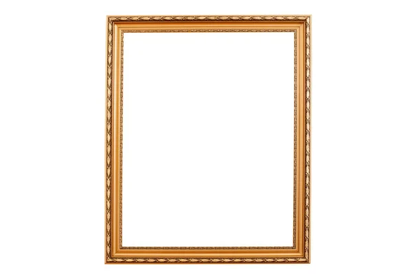 Empty Golden Vintage Frame Isolated White Background — Stock Photo, Image