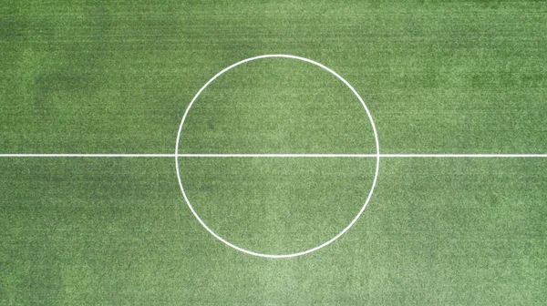 Vista Aérea Futebol Verde Campo Futebol Vista Cima Para Baixo — Fotografia de Stock