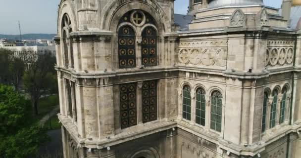 Warna Bułgaria Katedra Wniebowzięcia Pańskiego Dron — Wideo stockowe