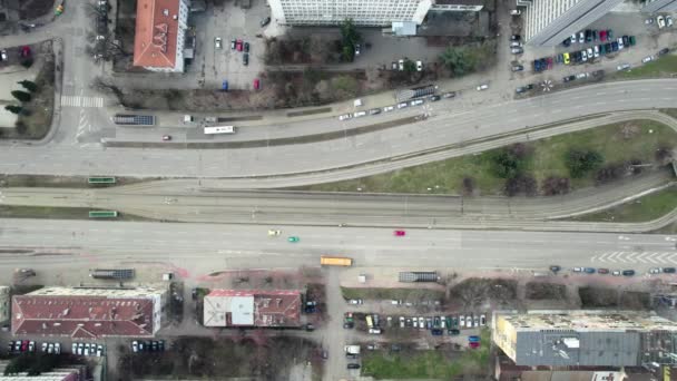 Upp Visa Gatan Trafik Centrum Stadslandskap — Stockvideo