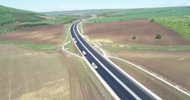 Κατασκευή Νέου Αυτοκινητόδρομου Εναέρια Άποψη — Αρχείο Βίντεο