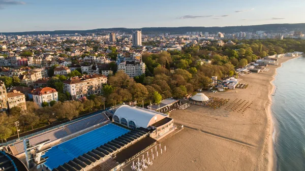 Vackra Stadsbilden Över Varna City Bulgarien Panorama Flygfoto — Stockfoto