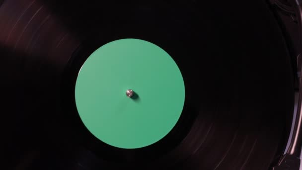 Płyta Winylowa Retro Gramofonie Czarne Tło Winylowe Zielonym Ekranem Środku — Wideo stockowe