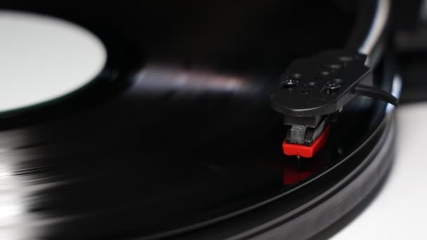 Giradiscos Vinilo Con Placa Vinilo Gramófono Tocadiscos Tecnología Sonido Retro — Vídeo de stock