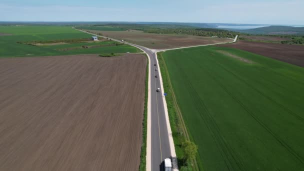Luchtfoto Landweg Landbouwgebieden — Stockvideo