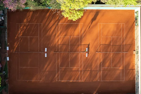 Top Dawn View Tennis Clay Courts Park Ublic Sport Concept — Stock Photo, Image