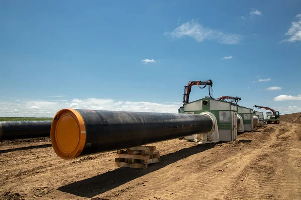 Bau Einer Gaspipeline Bau Neuer Energieleitungen — Stockfoto