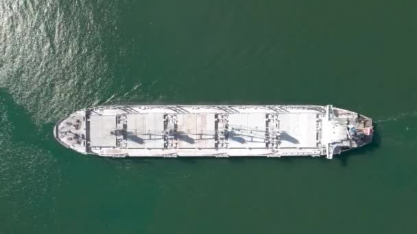 Aerial Top View Rdry Cargo Ship Floats Ship Logistic Transportation — Vídeo de Stock