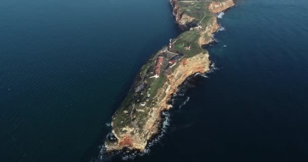 Вид Воздуха Мыс Калиакра Болгария Черное Море Калиакра Природный Заповедник — стоковое видео