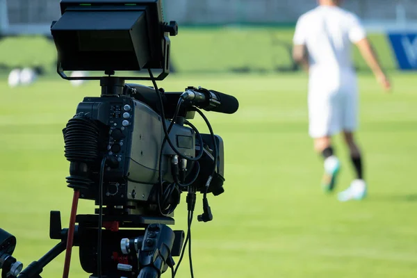 Camera Stadium Broadcasting Football Soccer Match — Fotografia de Stock